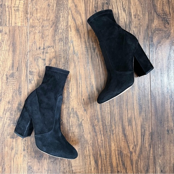 Valentino • Stretch-Suede Sock Boots ankle booties block heeled zip leather - Picture 7 of 16